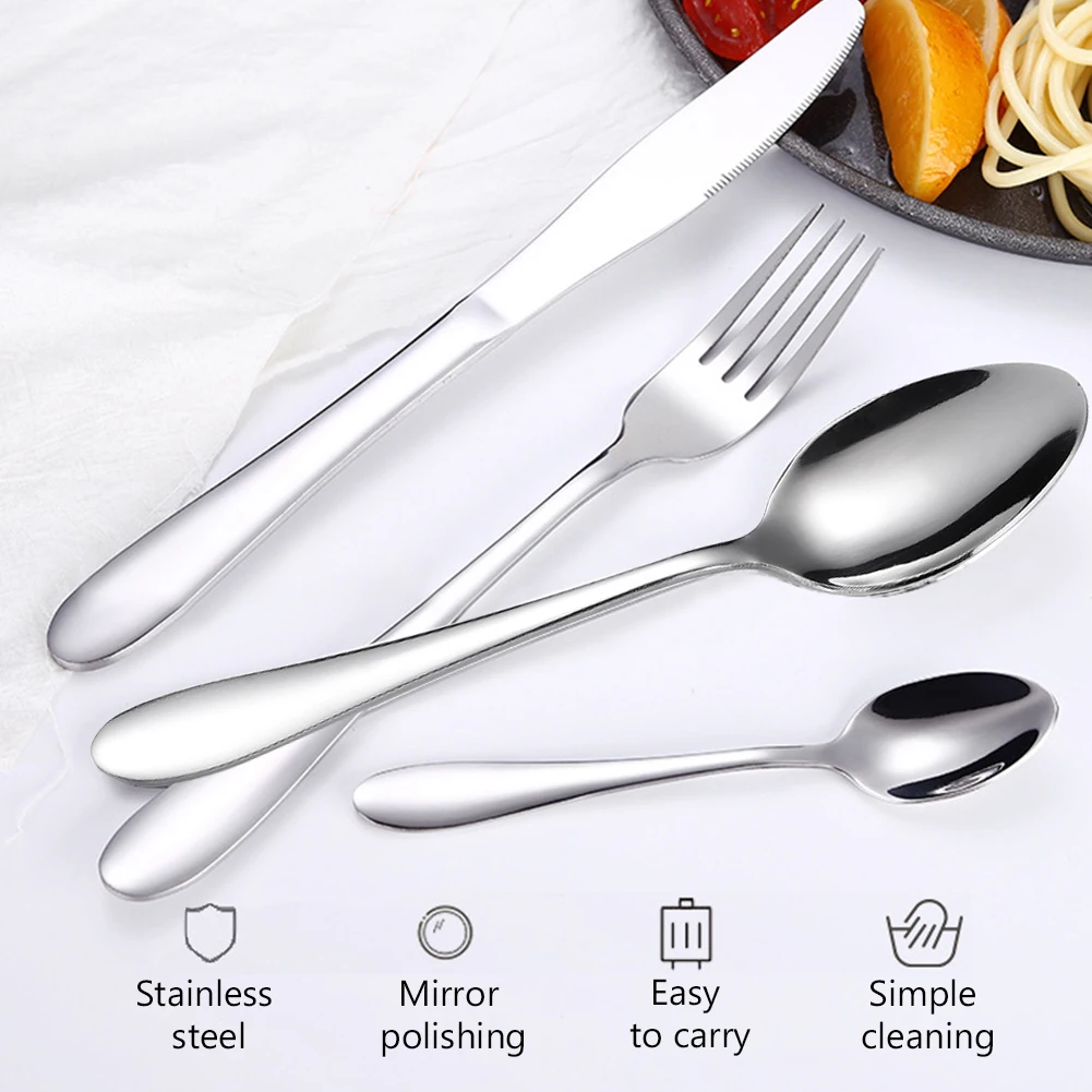 

4Pcs Gold Flatware Cutlery Set Kitchen Tableware Spoon Stainless Steel Dinnerware Silverware Dinner Fork Knife Set Bright light