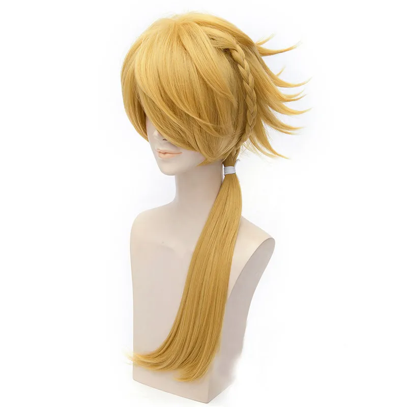 

Touken Ranbu Online Shishiou Yellow Golden Long Straight Hair Synthetic Wig Cosplay Halloween for Adult