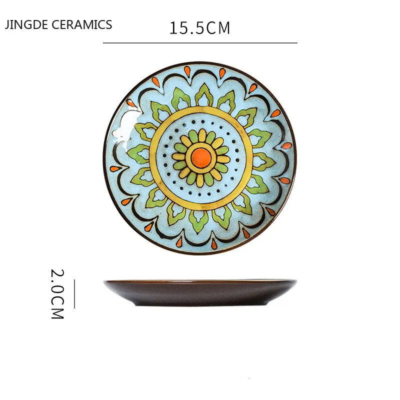 Креативная керамическая тарелка с ручной росписью круглая для дома Западный стейк салат десерт торт суши