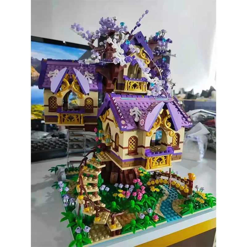 

Creator 2242PCS Purple Fairy Tree House Building Blocks MOC Friends House With Slide Bricks Toys For Girls Kids Xmas Gifts