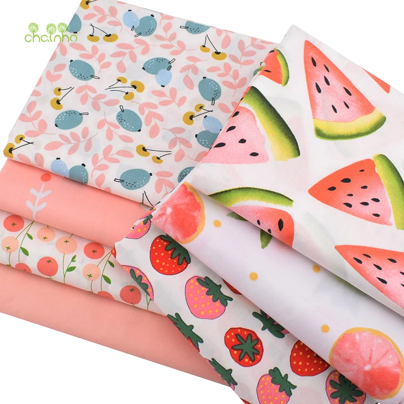 Серия розовых фруктов Chainho саржевая хлопчатобумажная ткань с принтом для сделай