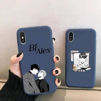 anime bj a alex phone case for iphone 13 12 mini 11 pro xs max x xr 7 8 6 plus candy color blue soft silicone cover