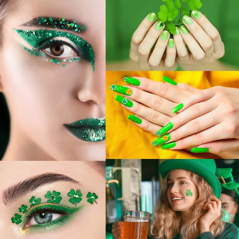 

Nail Art Sequins Stickers Set Soft Pottery Green Jewelry Nail Luminous Tattoo Sticker