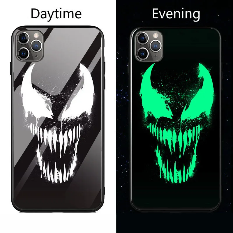 Marvel Бэтмен Веном чехол в виде светящегося стекла для iphone 11 Pro XS MAX XR X 7 8 6 6S Plus Мстители Черная пантера Железный человек чехол - Цвет: Venom1