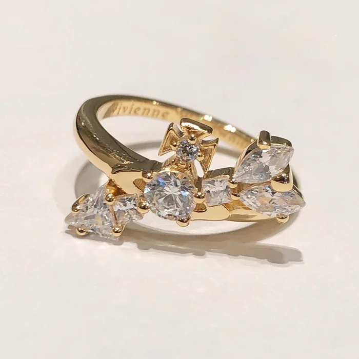 

Luxury fashion diamond-studded little Saturn series, golden arrow ladies adjustable ring size necessary accessories for banquets