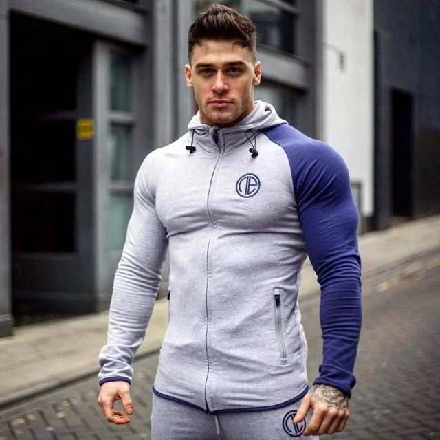 Модная мужская Однотонная рубашка с капюшоном, повседневный спортивный свитер, пальто, комплексное спортивное движение - Цвет: hooded 3