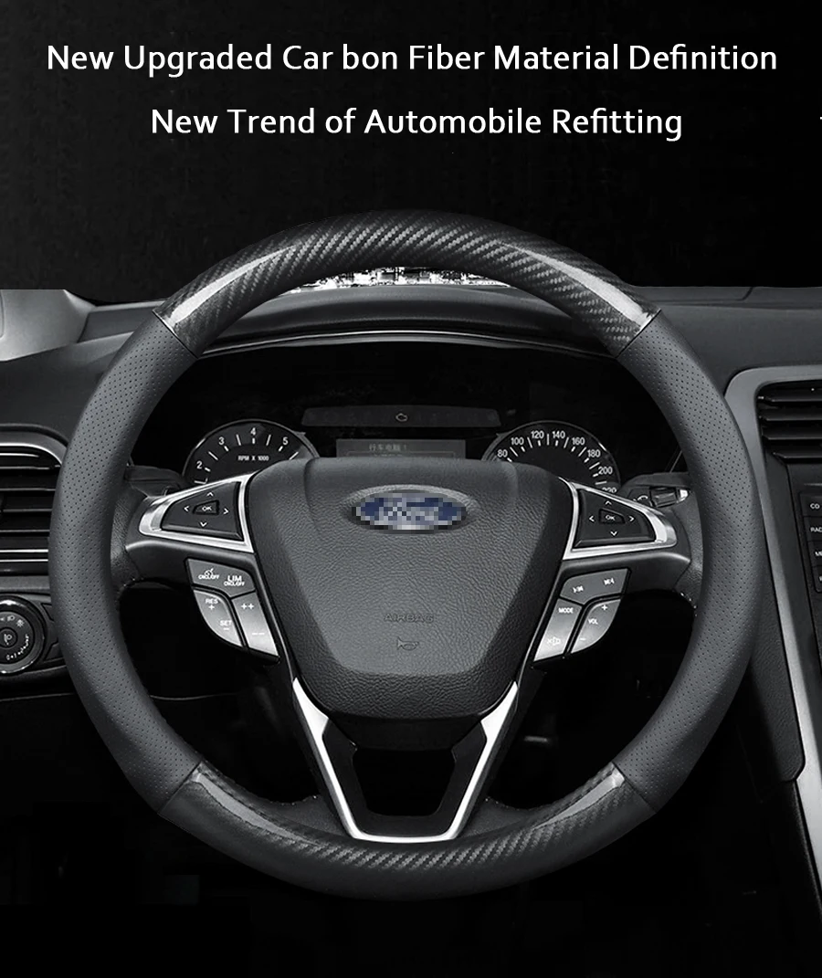 Крышка рулевого колеса автомобиля для Ford Focus 2 3 F150 Kuga беспроводной видеорегистратор Mondeo Fiesta Ranger Explorer Edge C-MAX крышка рулевого колеса из углеродного волокна