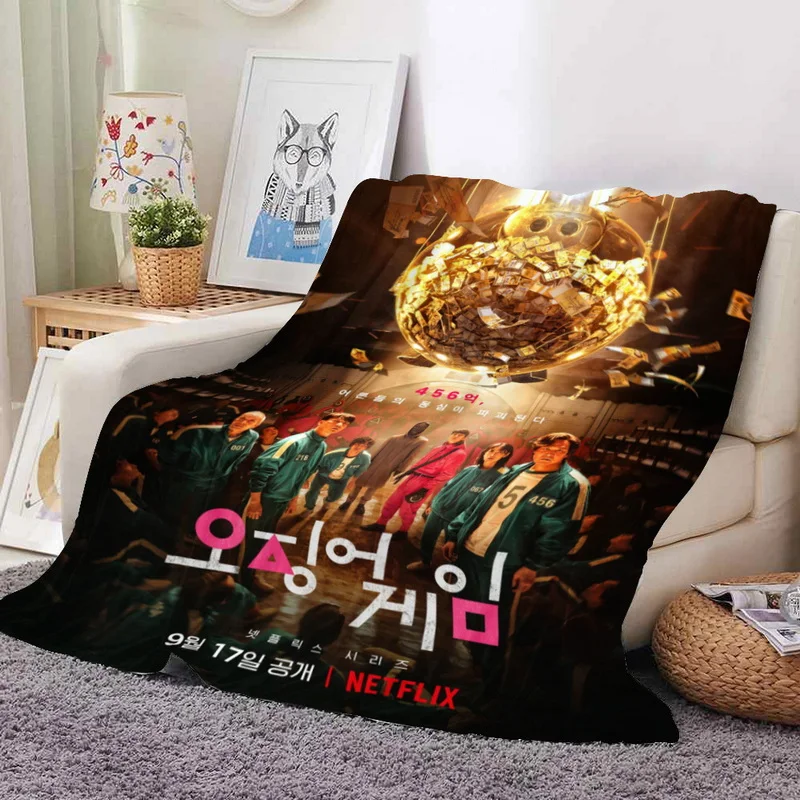 

New Squid Game Throw Blanket Double-layer Thickened Blanket 3D Digital Printing Blanket Sofa Cover TV Blanket Square Blankets