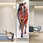 Картина WANGART с лошадью, Постер и принт, большая оригинальная Картина на холсте с бегущей лошадью, Настенная картина для гостиной