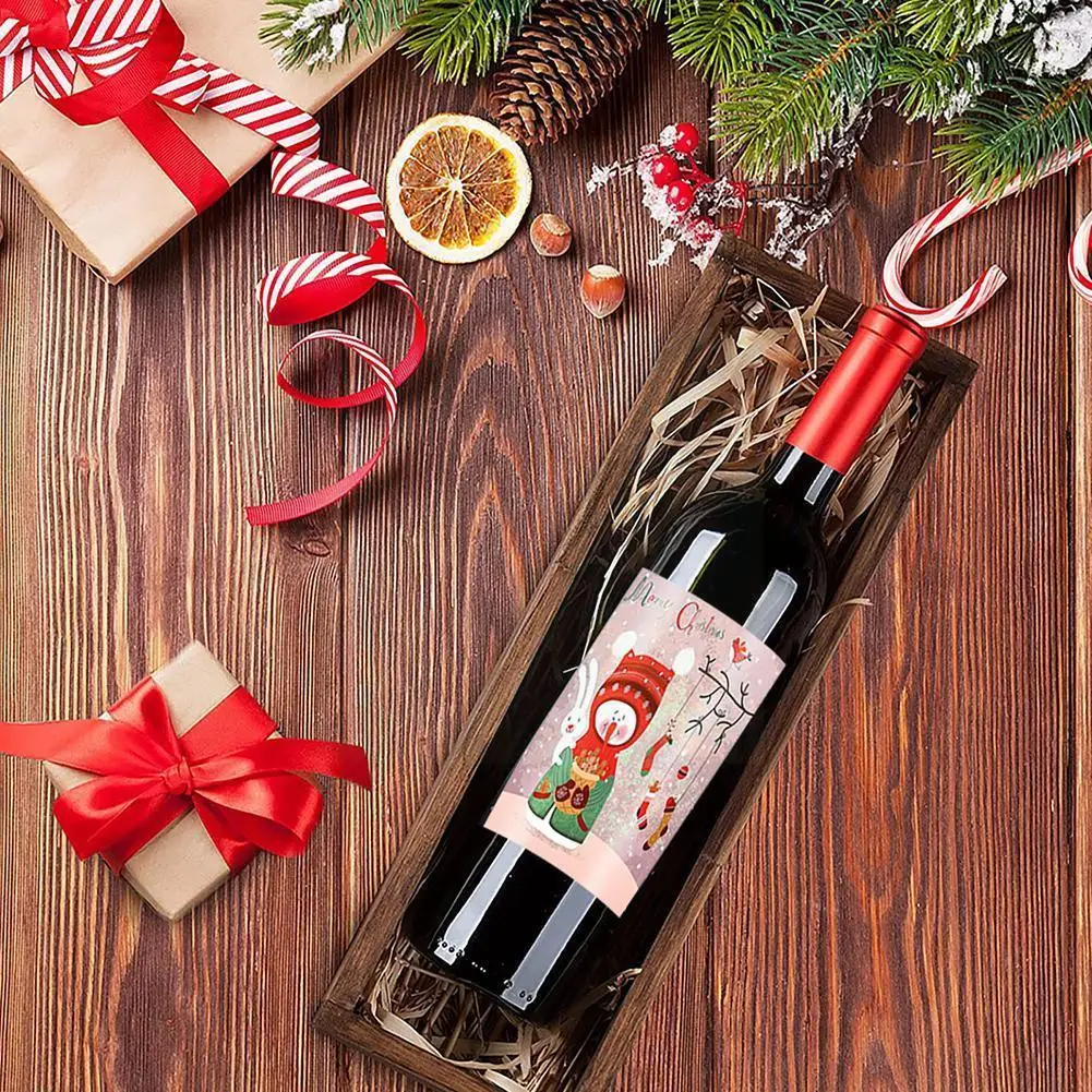 

Рождественская наклейка на винную бутылку, праздничное украшение «сделай сам» для вечерние ринки, Рождественская вечеринка, украшения для ...