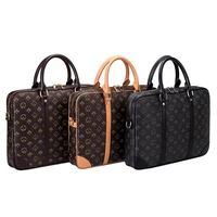 mens printed leather business briefcase womens handbag a4 expandingfile laptop shoulder bag fashion crossbody tote bags female