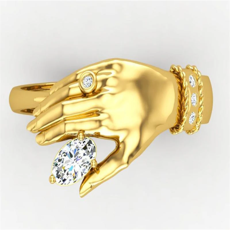 

Exquisite Geometry Hand Inlaid Treasure Ring Elegant Ladies Casual Wedding Party Gesture Ring Jewelry
