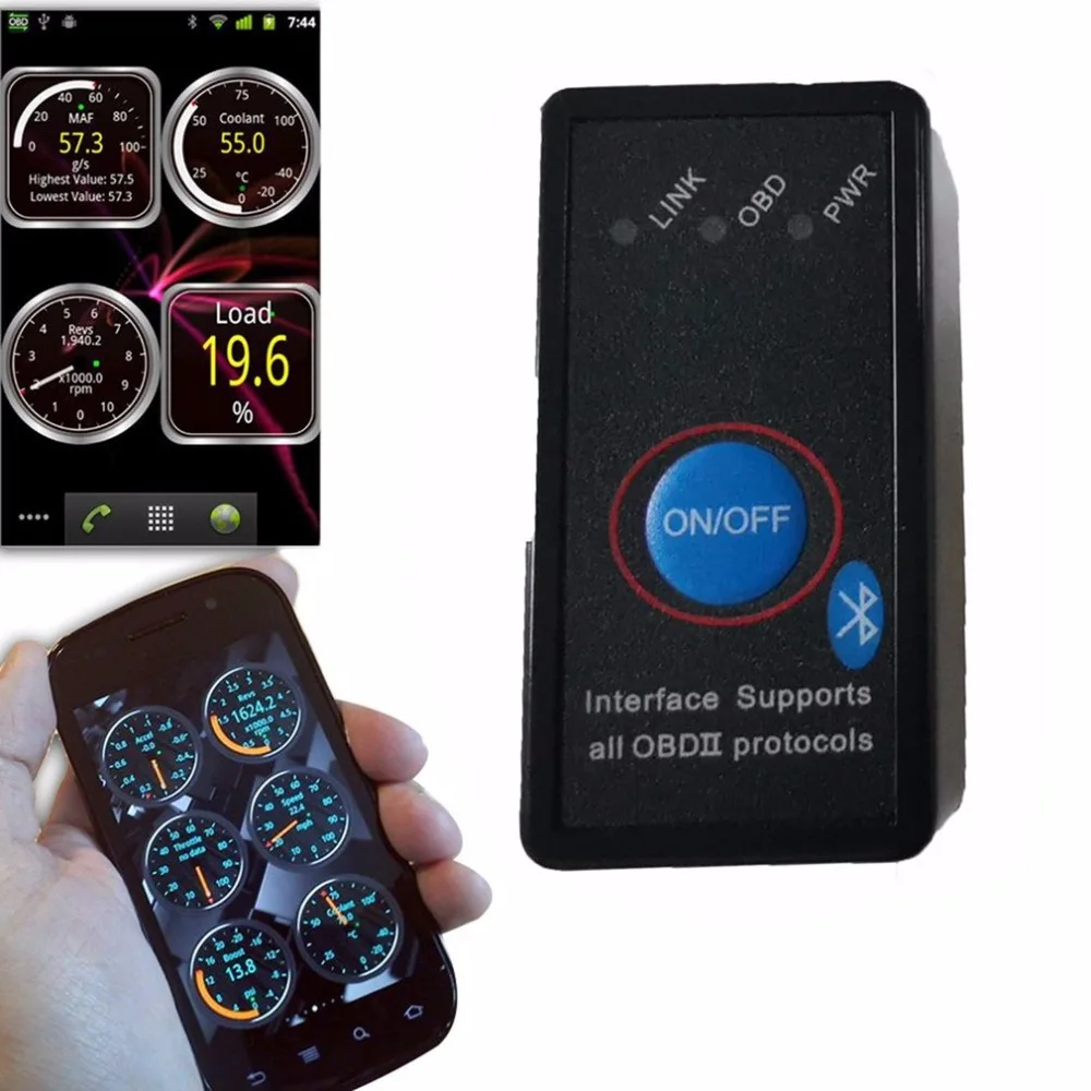 Супер Мини ELM327 Bluetooth ELM327 Переключатель питания V2.1/V1.5 Кнопка ВКЛ/ВЫКЛ OBD2 автомобильный диагностический инструмент многоязычные протоколы OBDII
