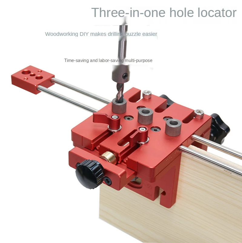 3 in 1 Woodworking Hole Drill Punch Positioner Guide Locator Jig Joinery System Kit Aluminium Alloy Wood Working DIY