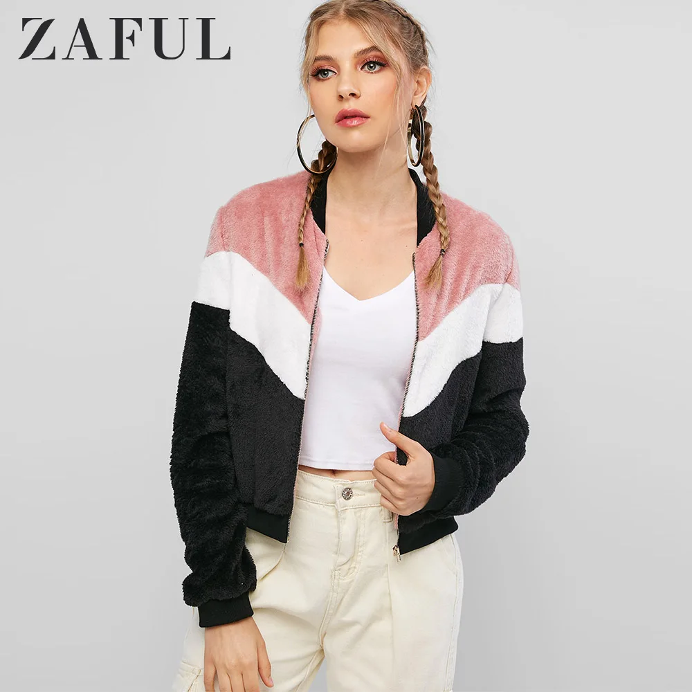 ZAFUL X Alexis Ricecakes Женская куртка на молнии с цветными блоками широкой талией