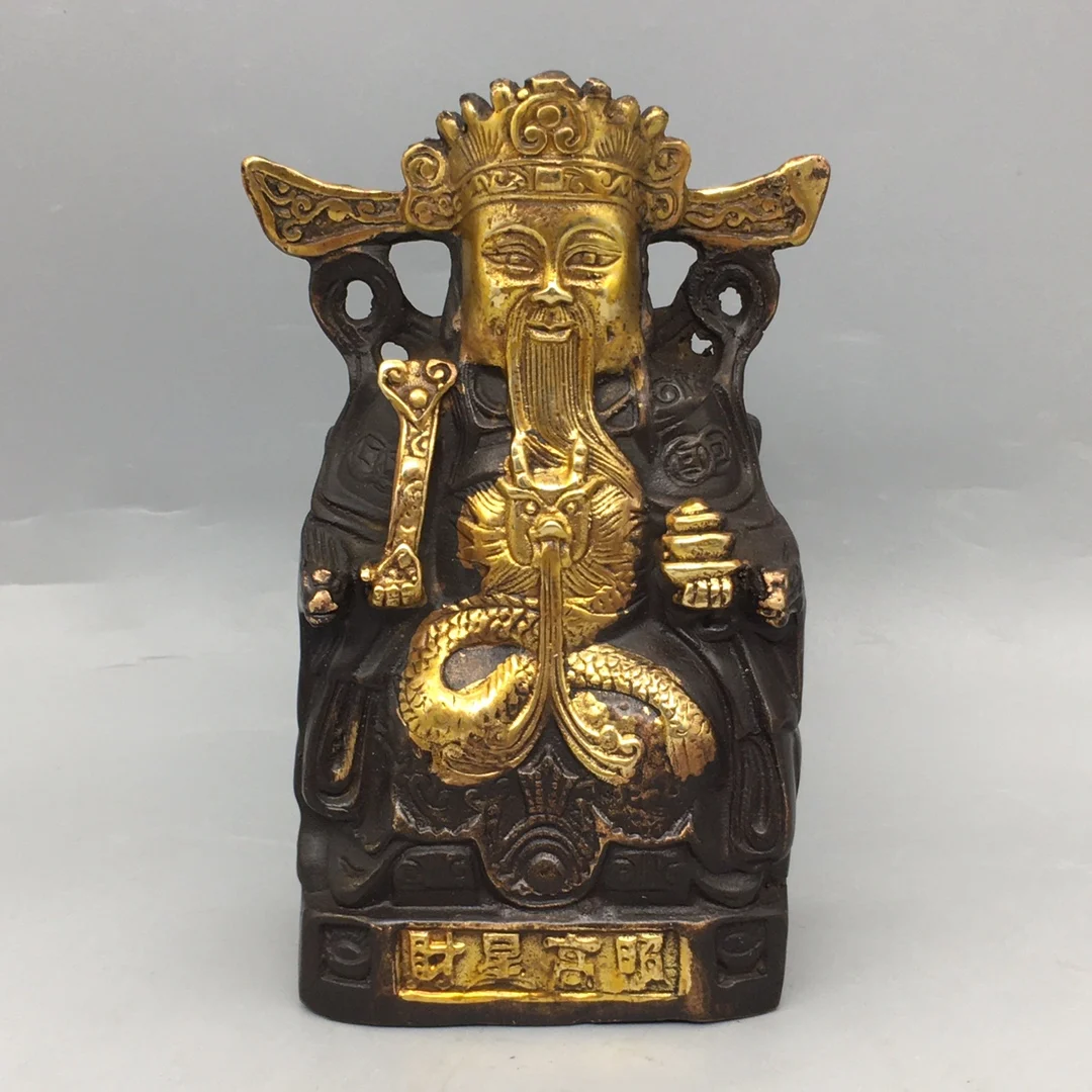 

Изысканный античная Коллекция старый Медь Бог богатства украшения двери богопоклонения Lucky стол декоративные статуэтки и скульптуры