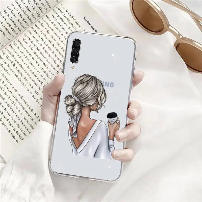 

Beautiful girl rear view ins Phone Case Transparent For Samsung Galaxy A71 A21s S8 S9 S10 plus note 20 ultra