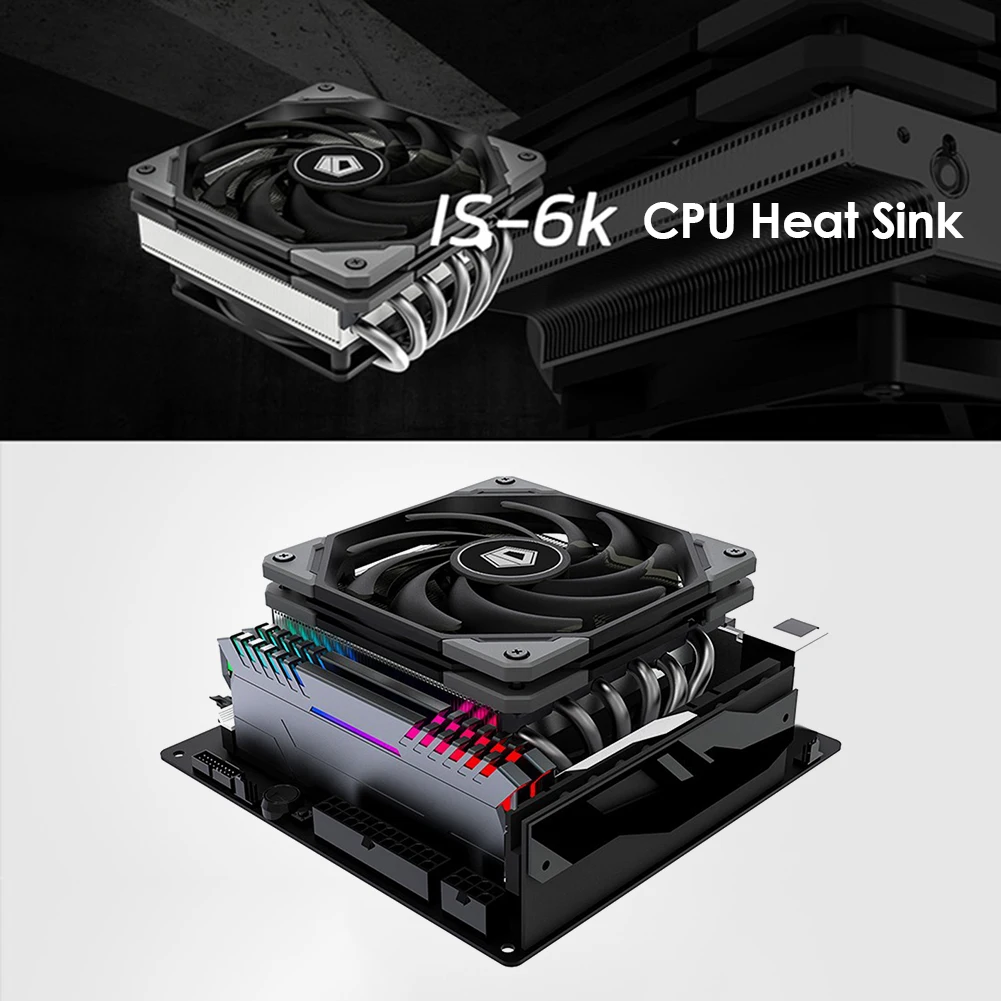 

IS-6K 12cm Silent CPU Cooling Fan Computer Water Cooling System Waterblock Low Profile Slim 6 Heatpipes Cooler New
