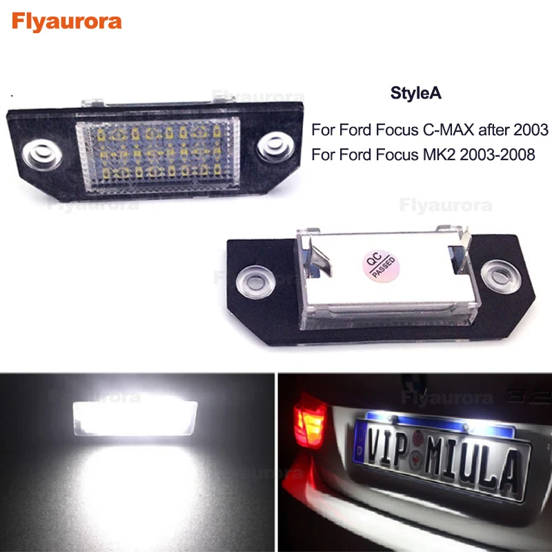 License Plate LampA Flyaurora, 1 пара, светодиодный фонарь для автомобиля, для фокусировки, светодиодный, боковое зеркало для автомобиля, лужа, логотип, светильник, зеркало заднего вида, прожектор, светильник для Ford Focus - Цвет: License Plate LampA