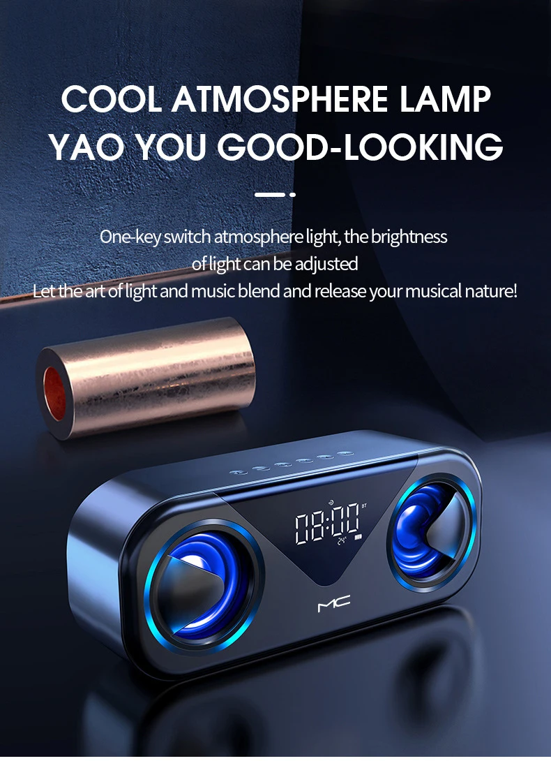 Портативный Bluetooth-динамик FM-радио двойной будильник температурный дисплей