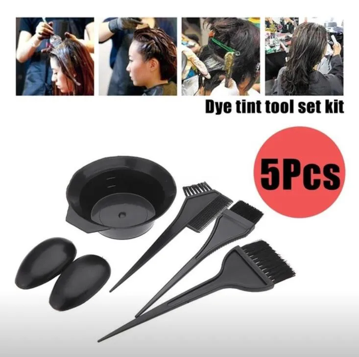 Портативный 1 комплект 5 шт. Новые парикмахерские цветные кисти миска
