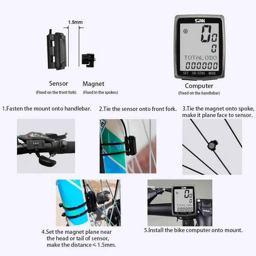 

Bicycle Wireless Stopwatch Large Screen Backlight Multi-Language Digital Odometer Outdoor Stopwatch Rainproof English Stopwatch