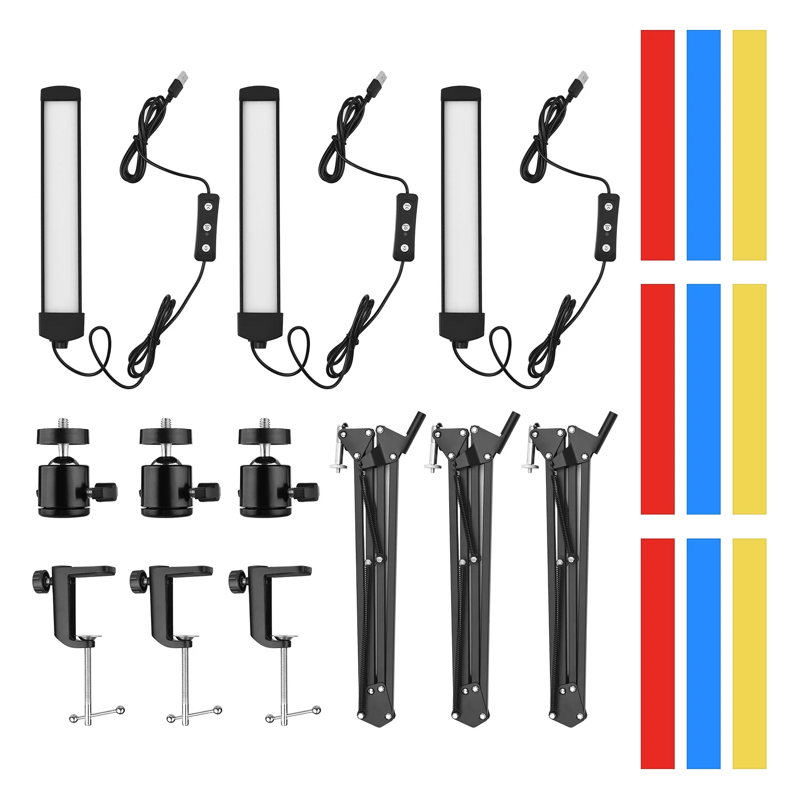 

Andoer PH-02 LED Video Light Kit USB Strip Light Mount Light Stand Ballhead Color Filters for Live Video Lighting Photography