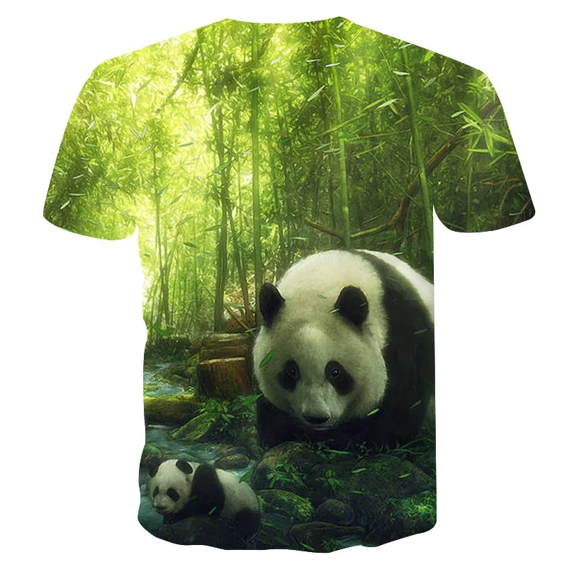 

2021 New summer new round neck short sleeve panda 3D digital printing anime T-shirt streetwear Fashion hot men clothing Tops