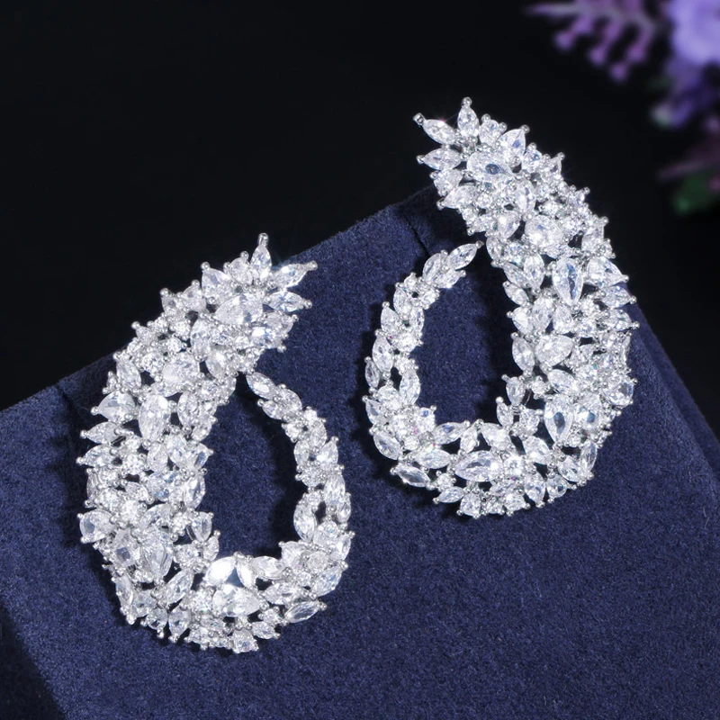 BeaQueen романтические серьги-гвоздики с кубическим цирконием большие симметричные