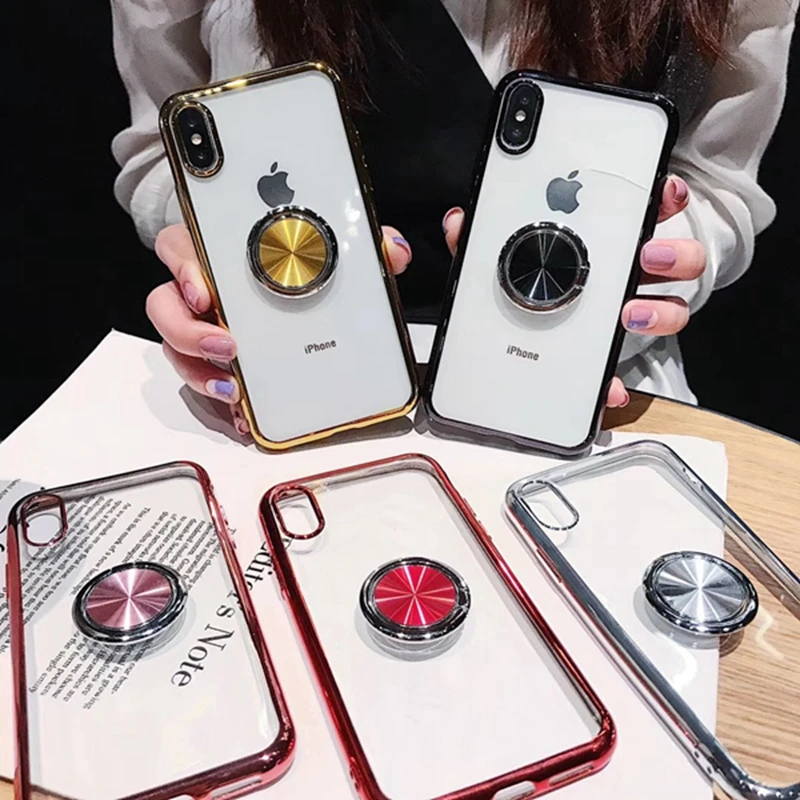 Чехол с магнитным кольцом на палец для iphone 12 11 pro XS Max 6 s plus 8 7 прозрачный чехол