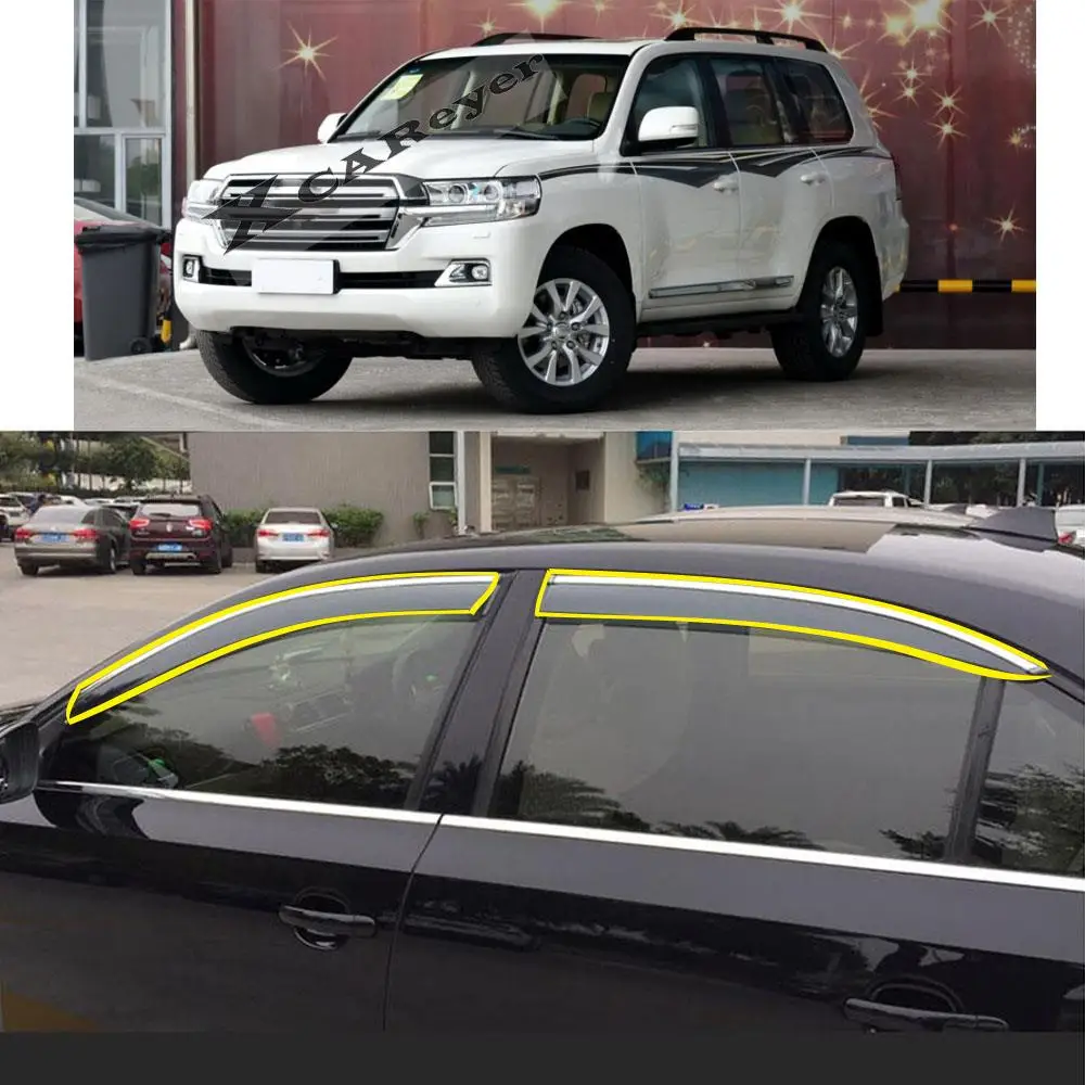 

Car Body Styling Sticker Plastic Window Glass Wind Visor Rain/Sun Guard Vent Parts For TOYOTA Land CRUISER LC200 FJ200 2008-2018