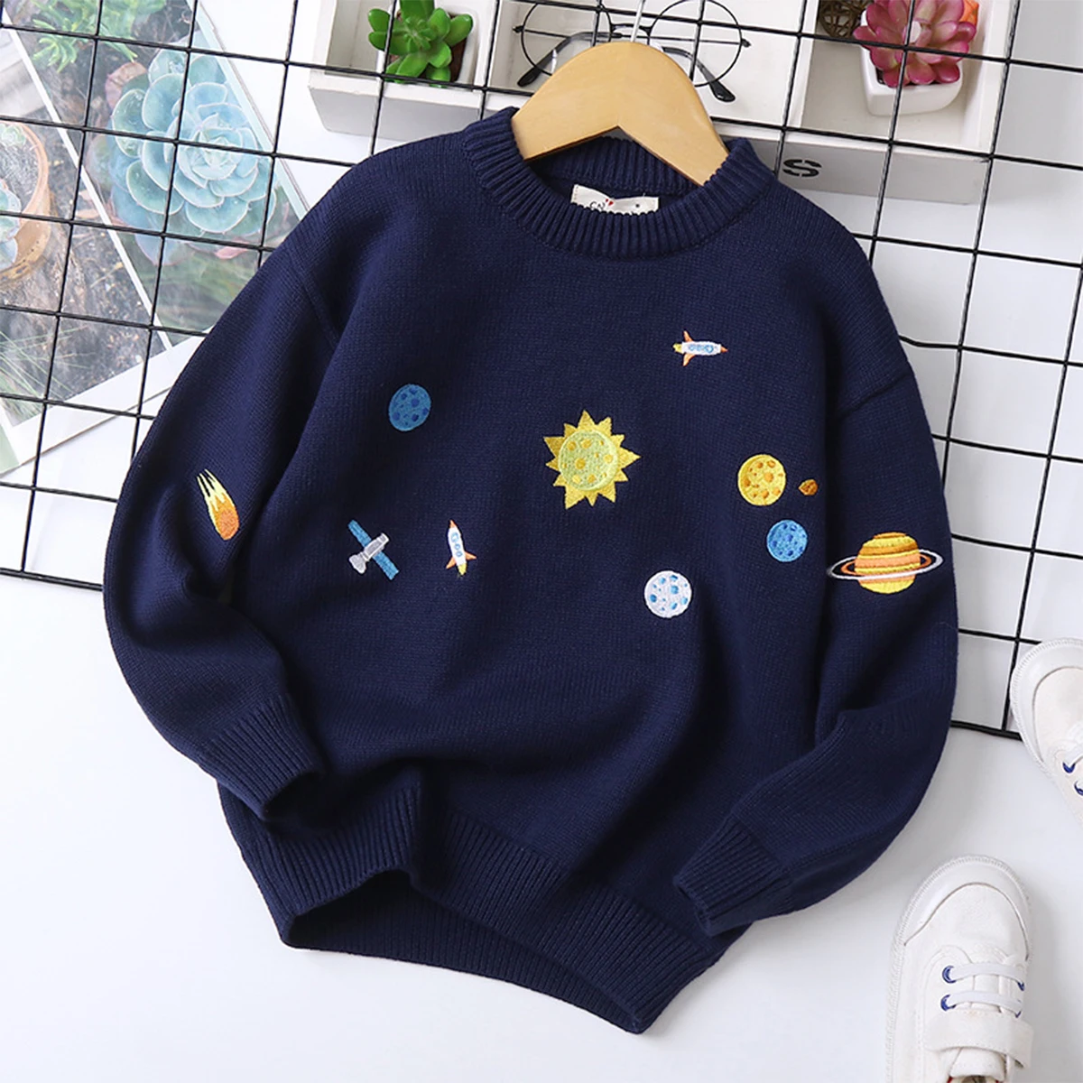 Осень-зима 2021 свитер для мальчиков и девочек детский вязаный пуловер с вышивкой