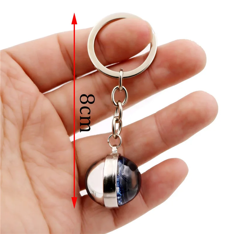 Demon Slayer Keychain Anime Cosplay Kimetsu No Yaiba Kamado Tanjirou Key Ring Double-sided Glass Ball Pendant Accessory Gift