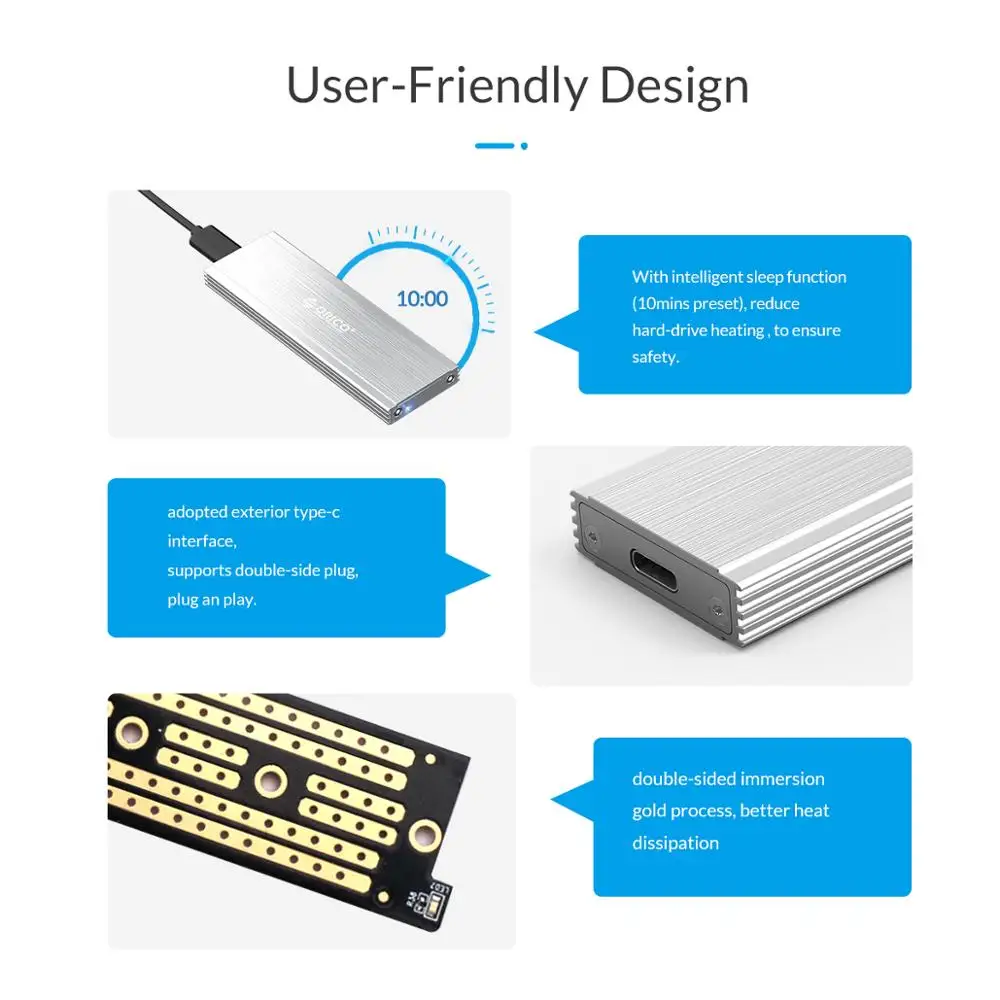 ORICO M2 SSD чехол NVMe NGFF M.2 SSD HDD корпус USB3.1 Тип-C Gen2 10 Гбит/с для samsung Intel 2230 2242 2260 2280 NVME SSD SATA SSD