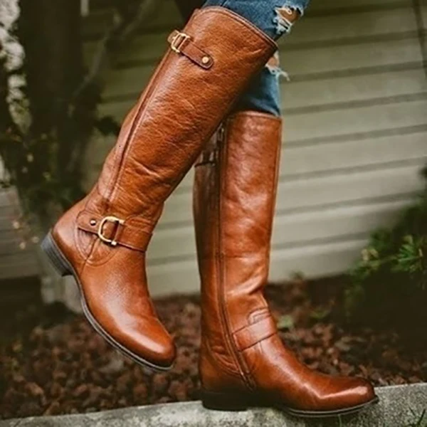 

New Spring/Autumn Knee High Women Boots Zipper Rome Boots Pointed Toe Square Heels Increased Women's Boots Fashion Party Boots