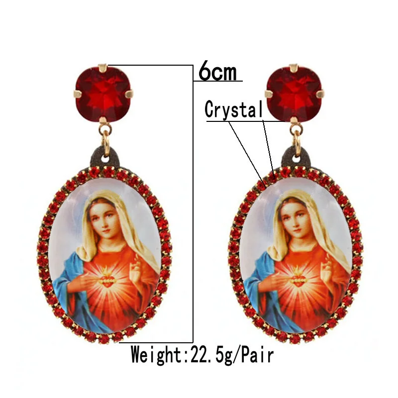 Серьги-подвески женские с кристаллами Дева Мария 2021