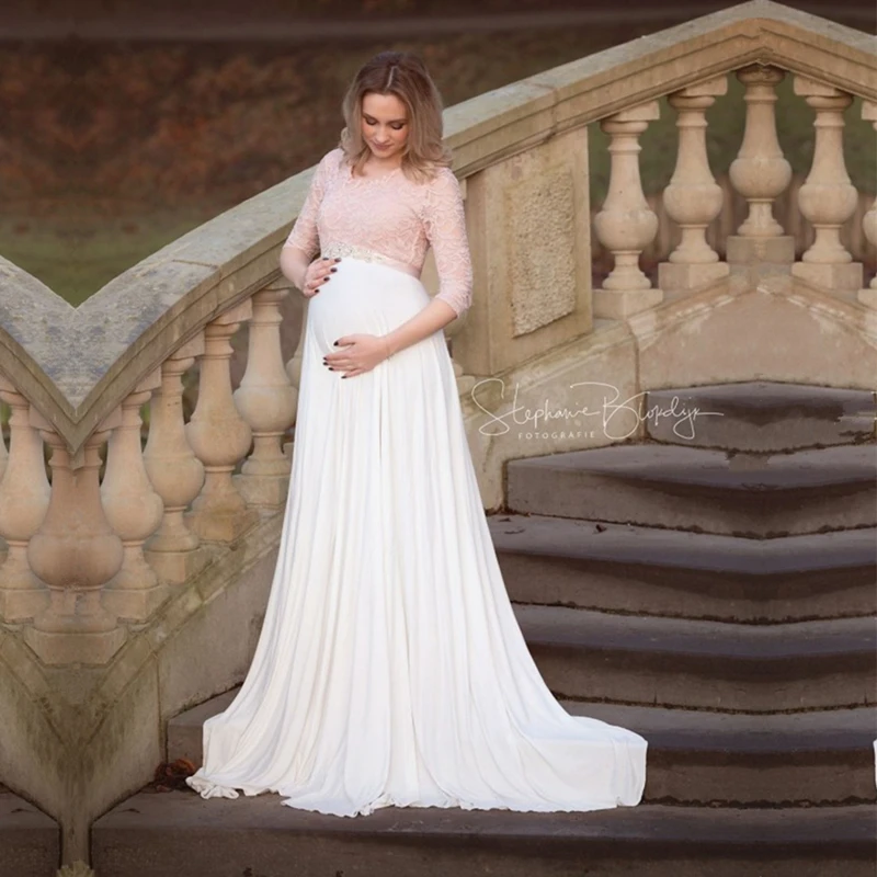 Детское платье для душа трикотажное длинное беременных кружевное фотосессии