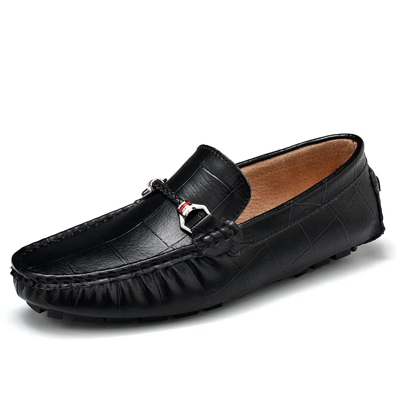 Yut-1755-black Лоферы; мужская повседневная обувь; модная брендовая мужская обувь; кожаные мужские лоферы; Мокасины без застежки; обувь для вождения; мужская обувь на плоской подошве; цвет коричневый - Цвет: Yut-1755-black