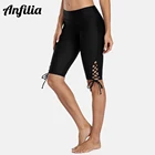 Женские плавки на шнуровке Anfilia, бордовые шорты, купальный костюм с высокой талией, Шорты для плавания, Капри