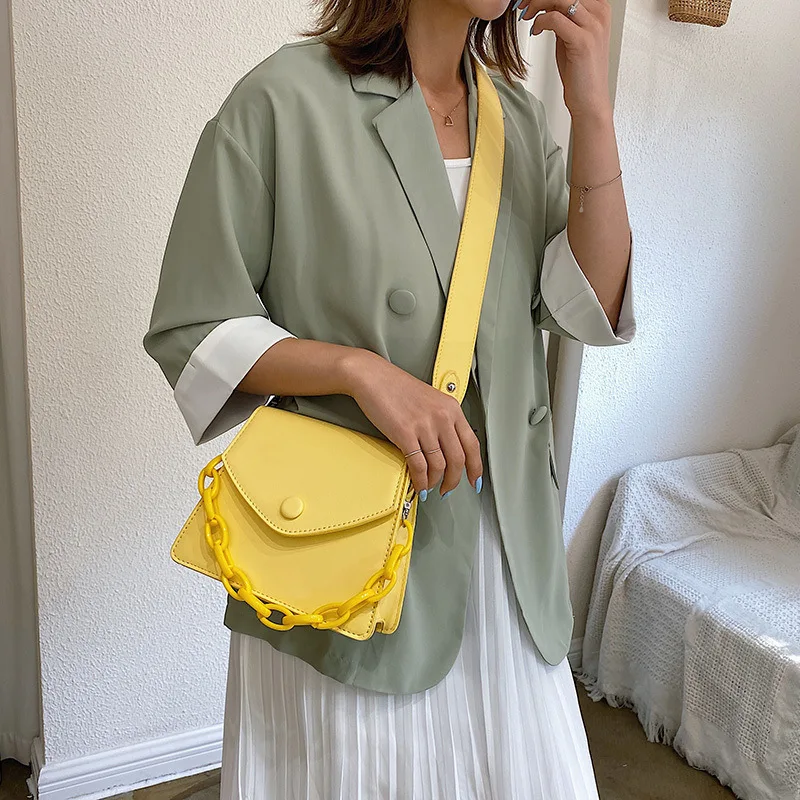 

Women's Bag 2020 High Quality Fashion Wild Thick Chain Bag Wide Shoulder Strap PU Leather Women's Bag Shoulder Crossbody Bag New