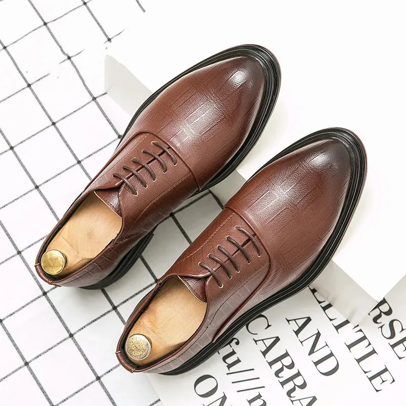 

Men's Fashion Spring And Autumn Leisure Fashion Business Dress Leather Shoes Thick Soled Increased Black Men's Leather Shoes