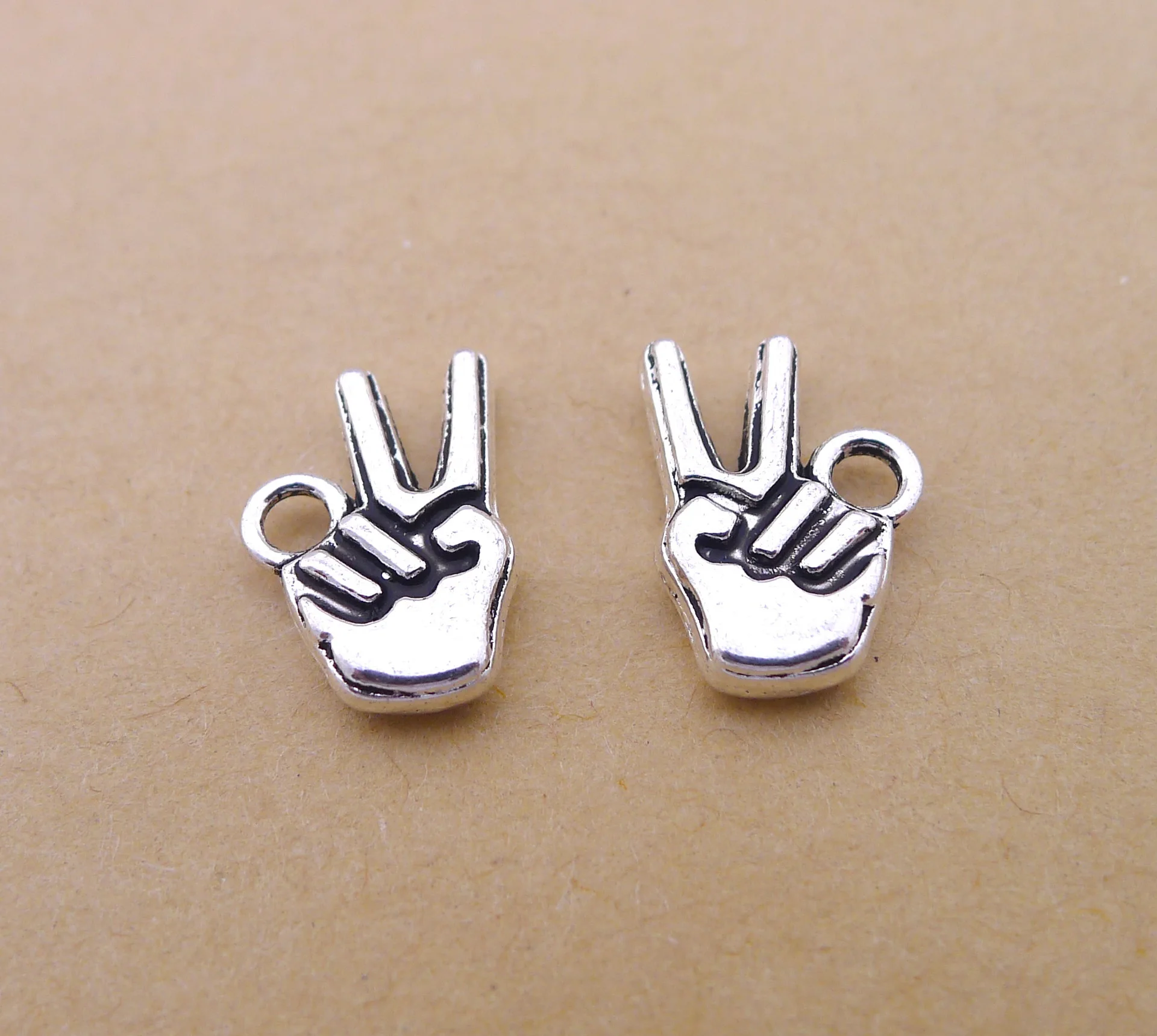 

Charm for making jewelry 10pcs 10x15mm antique silver color hand charms