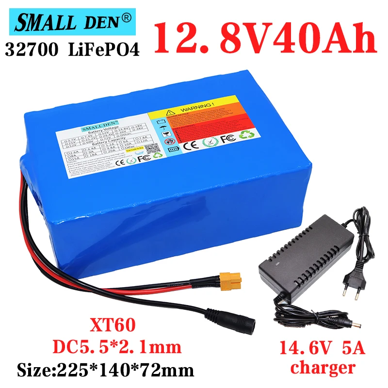 

12.8V 40Ah Lifepo4 battery pack 4S6P 32700 Built-in 40A Same port charge and discharge balance BMS 12V Power Supply + 5A Charger