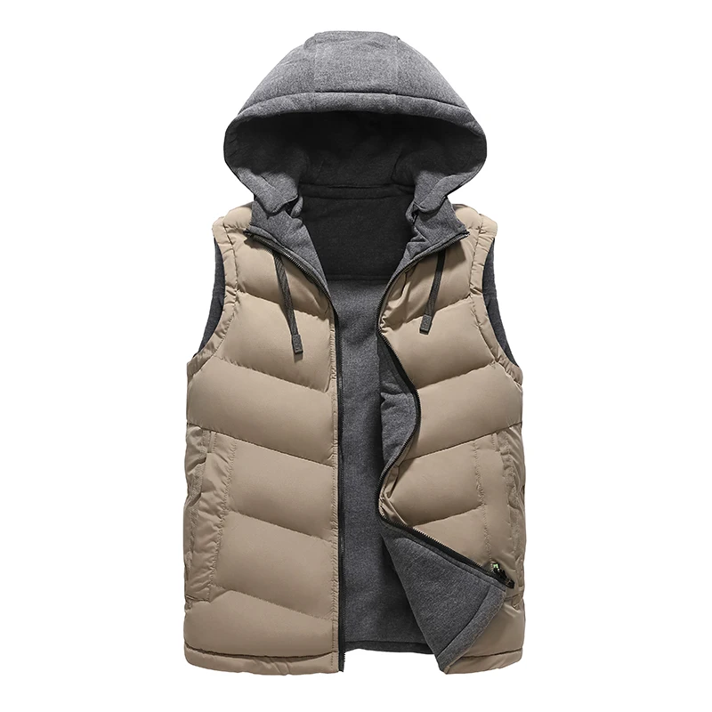 

Winter Vest Men Khkai Style Waistcoat Hooded Male Soft Double Side Wear Sleeveless Black Jacket Outerwear Sleeveless Coat 7XL