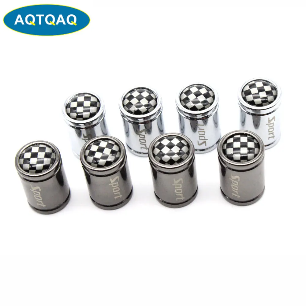 

4 Pcs/Set Copper +Chrome Black And White Style Tire Valve Stem Cap Tire Wheel Stem Air Valve Caps for Auto Cars