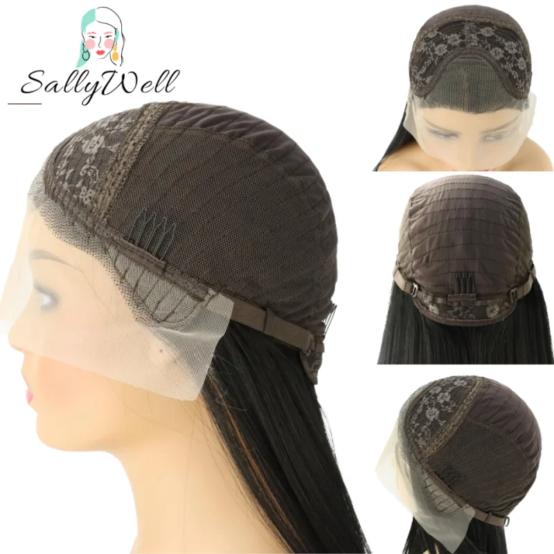 

SALLYWELL Synthetic Lace Front Wig Black Color Heat Resistant Fiber Synthetic Lace Hair Wigs With Baby Hair For Women