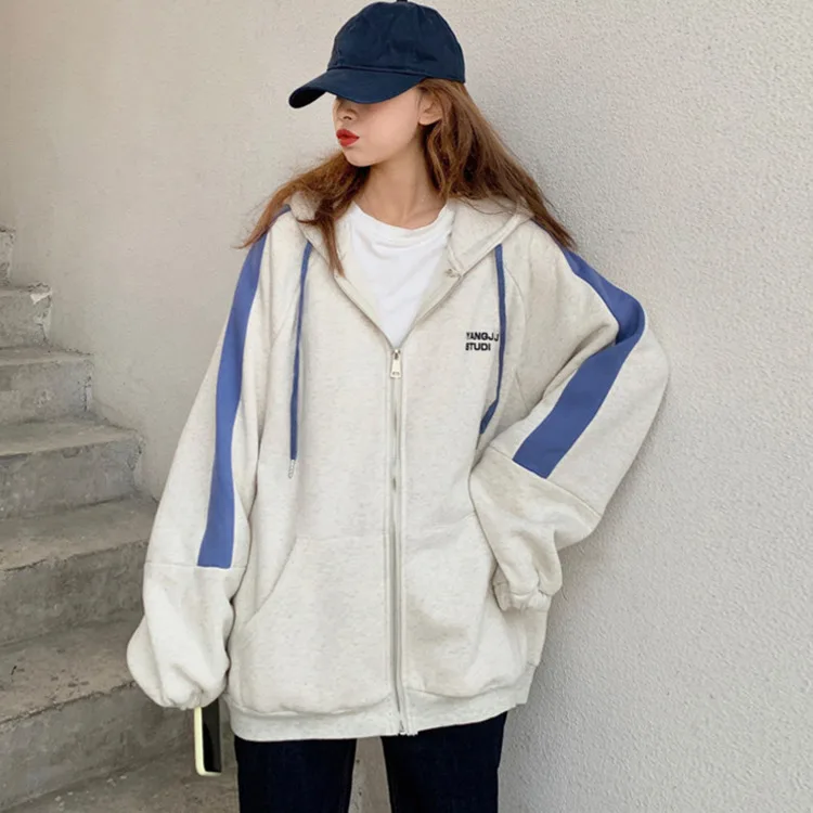 Толстовка женская оверсайз Свободный свитшот в американском стиле хип-хоп