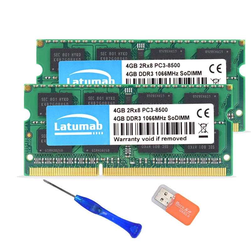 Latumab 4 ГБ DDR3 1066 МГц PC3 8500 Новая память ноутбука ОЗУ SODIMM 204 шпильки ноутбук превосходного качества модуль SODIMM 1,5 в DDR3 ram