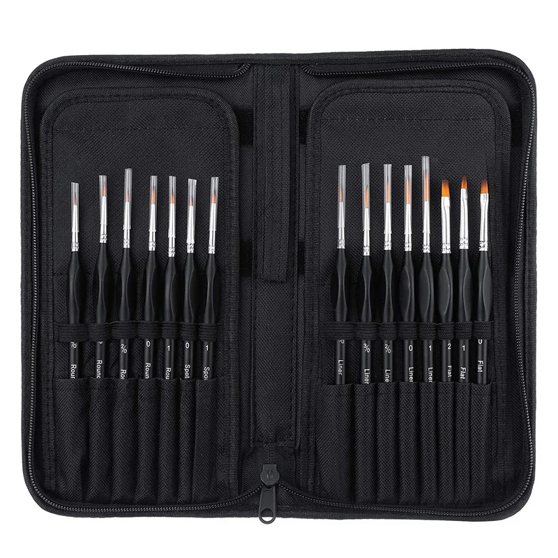 

15 PCS Detail Paint Brush Set Fine Miniature Brushes with Ergonomic Handle Kit with Palette Knife and Sponge