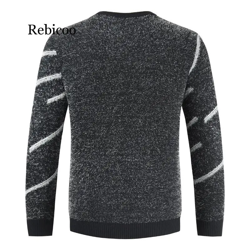 

Men's Knitted Sweater Striped O-Neck Cashmere Pullover Winter Wool Sweater pull homme Jumper Men Sueters De Hombre 2019